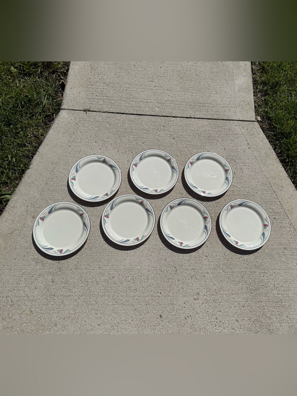 Lenox Chinastone “Poppies on Blue”: Set of 7 Salad plates